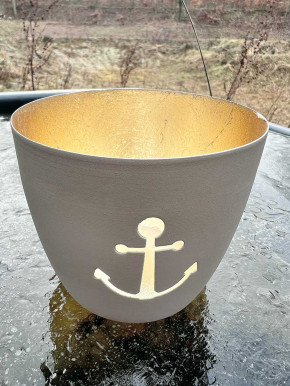 Madras Windlicht M Anker sandstone-gold GiftCompany