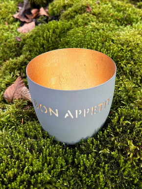 Madras Windlicht M Bon Appetit coolgrey-gold GiftCompany