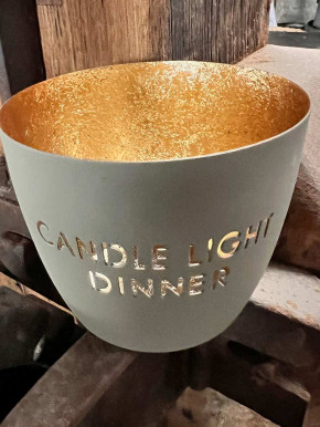 Madras Windlicht M Candle light dinner sandstone-gold GiftCompany