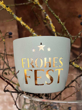 Madras Windlicht M Frohes Fest flannel-gold GiftCompany