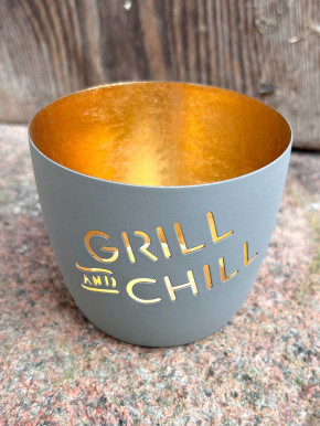 Madras Windlicht M Motiv Grill and Chill flannel-gold GiftCompany