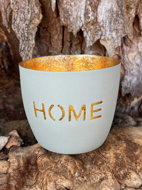 Madras Windlicht M Home flannel-gold GiftCompany