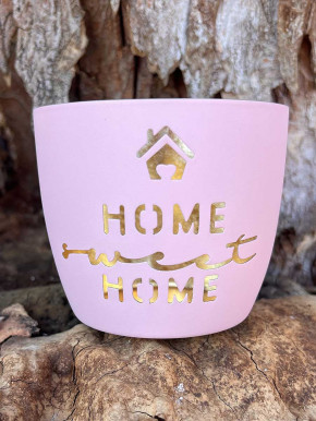 Madras Windlicht M Home sweet Home rosa-gold GiftCompany