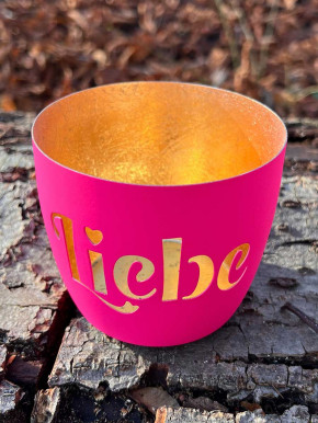 Madras Windlicht M Liebe hotpink-gold GiftCompany