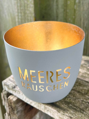 Madras Windlicht M Motiv Meeresrauschen flannel-gold GiftCompany