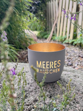 Madras Windlicht M Motiv Meeresrauschen flannel-gold GiftCompany