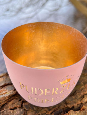Madras Windlicht M Motiv Puderzucker Prinzessin pastellrosa-gold GiftCompany