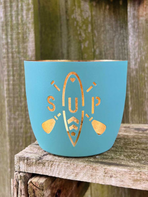 Madras Windlicht M Motiv SUP türkis-gold GiftCompany