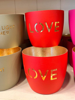 Madras Windlicht M Love neon-rot-gold GiftCompany