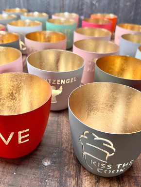 Madras Windlicht M Beste Freundin pastellorange-gold GiftCompany
