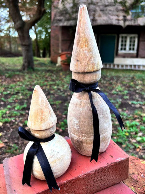 Holzwichtel Zwerg kugelig Shabby Landhausstil glatt H15