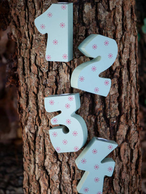 Advent Holzziffern Kerzenhalter türkis