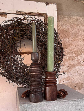 Home Society Holz Kerzenhalter Echo dunkelbraun M H16