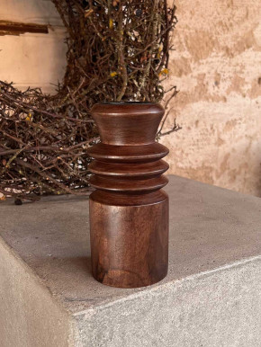 Home Society Holz Kerzenhalter Echo dunkelbraun M H16
