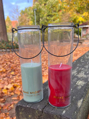 Home Society Candle Tube Kerze Frank im Hängeglas celadon