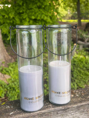Home Society Candle Tube Kerze Frank im Hängeglas greige