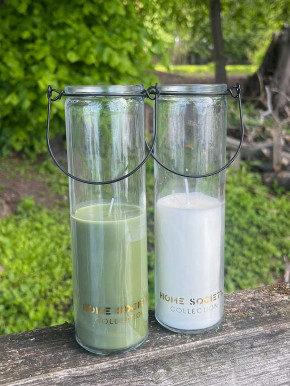 Home Society Candle Tube Kerze Frank im Hängeglas grün