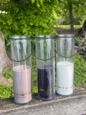 Home Society Candle Tube Kerze Frank im Hängeglas taupe