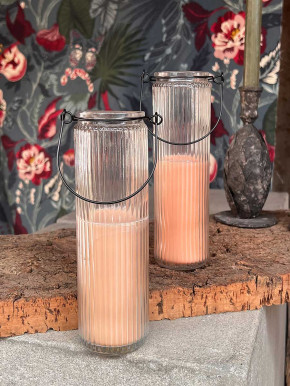 Home Society Candle Tube Kerze Dirk im geriffelten Hängeglas sand