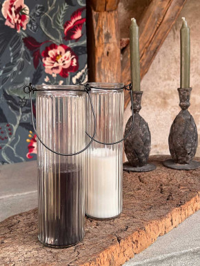 Home Society Candle Tube Kerze Dirk im geriffelten Hängeglas schwarz