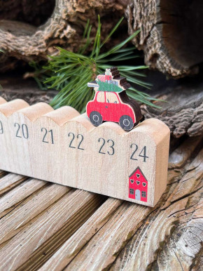 IB Laursen Adventskalender 1-24 Holz Auto mit Baum L50