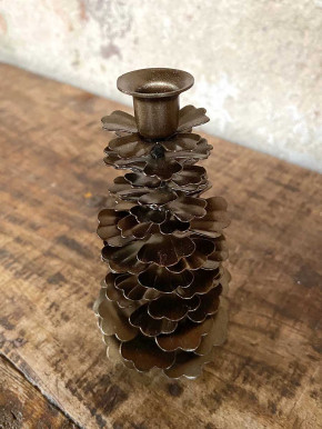 IB Laursen Kerzenhalter Zapfen Metall Messing dünne Stabkerze H12