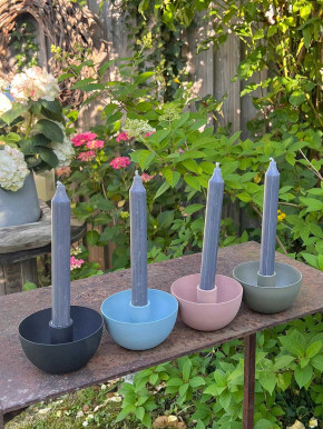 IB Laursen Kerzenhalter schüsselförmig rund blau für Stabkerzen