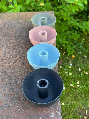 IB Laursen Kerzenhalter schüsselförmig rund blau für Stabkerzen