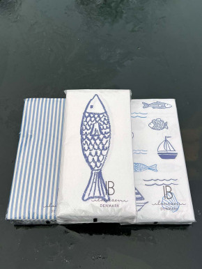 IB Laursen Papier Servietten blauer Fisch 16 Stück