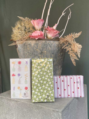 IB Laursen Papier Servietten rote Herzen rosa Streifen 16 Stück