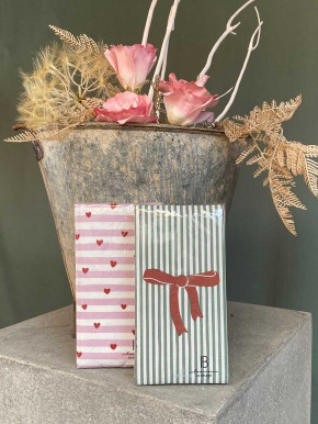 IB Laursen Papier Servietten rote Herzen rosa Streifen 16 Stück