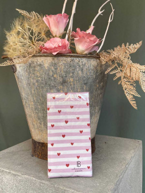 IB Laursen Papier Servietten rote Herzen rosa Streifen 16 Stück