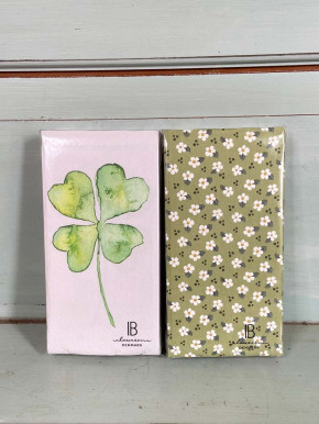 IB Laursen Papier Servietten weiße Streublumen auf grün 16 Stück