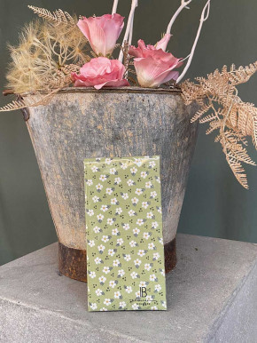 IB Laursen Papier Servietten weiße Streublumen auf grün 16 Stück