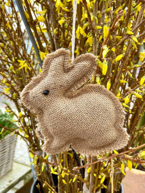 IB Laursen Anhänger Stoffhase Osterhase Hase sitzend Jutebraun