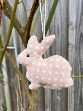 IB Laursen Anhänger Stoffhase Osterhase Hase sitzend Pünktchen rosa