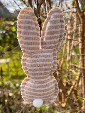IB Laursen Anhänger Stoffhase Osterhase Hase schlank braun-weiß gestreift