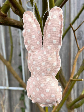IB Laursen Anhänger Stoffhase Osterhase Hase schlank Pünktchen rosa