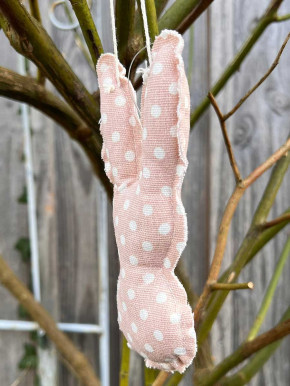 IB Laursen Anhänger Stoffhase Osterhase Hase schlank Pünktchen rosa
