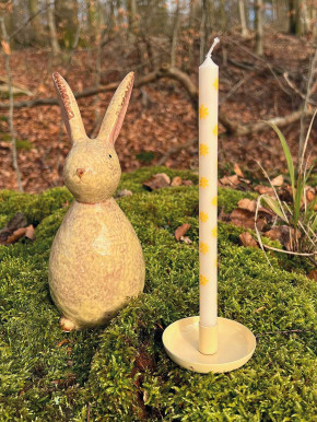 IB Laursen dünne Stabkerze Celia gelbe Blumen Stearin H20 4er Pack