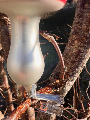 Mini Glaspilz Glückspilz Fliegenpilz mit Klemme rot weiß H7