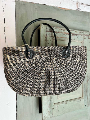 Korbtasche Shopper Kurzhenkel braun-schwarz M