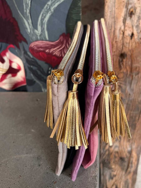 Kosmetik Täschchen Samt Zipper rosa gold Schickimicki