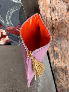 Kosmetik Täschchen Samt Zipper flieder gold hello Beauty