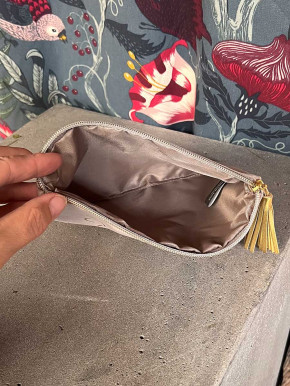 Kosmetik Täschchen Samt Zipper nude gold Hab & Gut