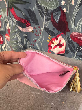 Kosmetik Täschchen Samt Zipper rosa gold Schickimicki