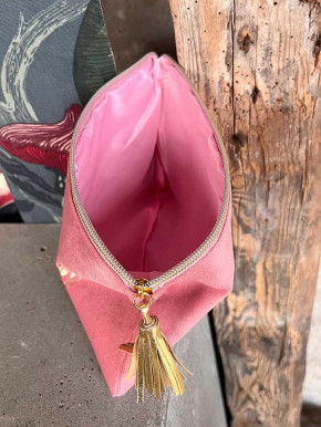 Kosmetik Täschchen Samt Zipper rosa gold Schickimicki