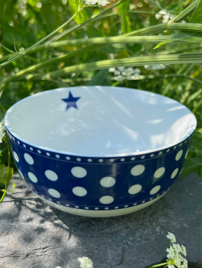 Porzellan Schale Happy Bowl Dots dunkelblau Krasilnikoff
