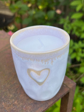 MEA Living Stoneware-Becher Kerze Herz polarweiß
