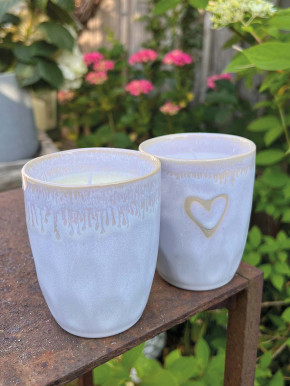 MEA Living Stoneware-Becher Kerze polarweiß
